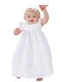 Little Things Mean A Lot Baby Girls White Lace Detail Faye Christening Gown, Sizes NB-24M - SophiasStyle.com
